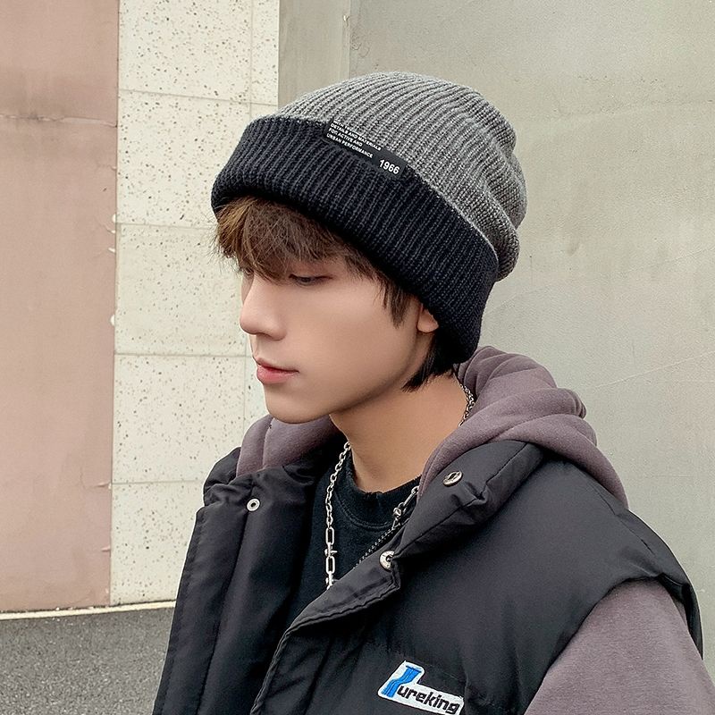 Mũ len hai mặt dày dặn giữ ấm mùa đông phong cách Hàn Quốc cho nam