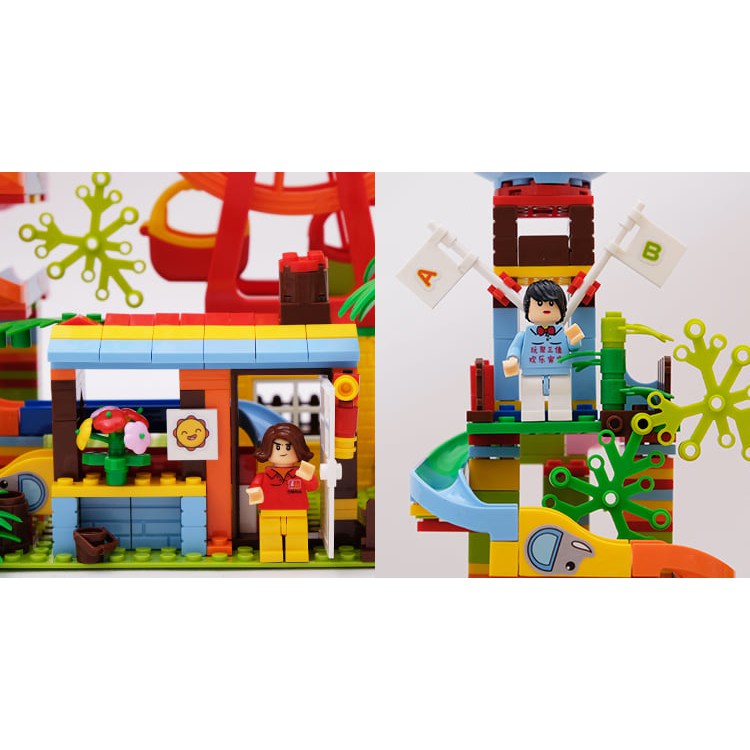 Đồ chơi trẻ em xếp hình lego tháp cầu trượt vòng xoay mặt trời 469 chi tiết BKid21