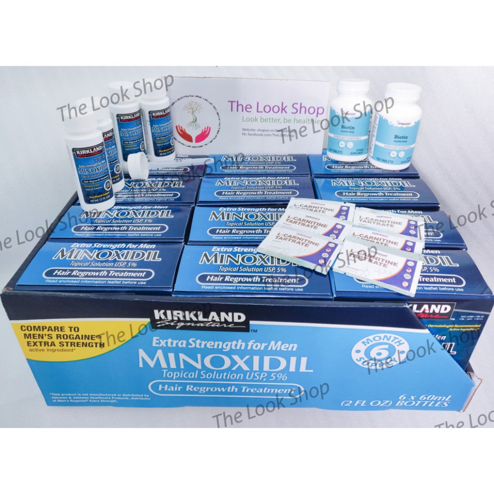 Minoxidil 5% Kirkland Signature 1 lọ 60ml- Tặng kèm gói LCLT hỗ trợ mọc râu, mọc tóc- Costco USA