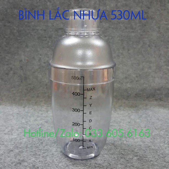 Bình lắc Shaker pha chế nhựa chia vạch đen 350ml - 500ml - 700ml - 1000ml - Núm nắp bình lắc - Dụng cụ pha chế TV