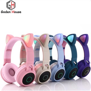 Tai nghe blutooth tai mèo Goden House cao cấp, tai nghe chụp tai mèo đáng yêu, có mic, chống ồn-BH 12 tháng
