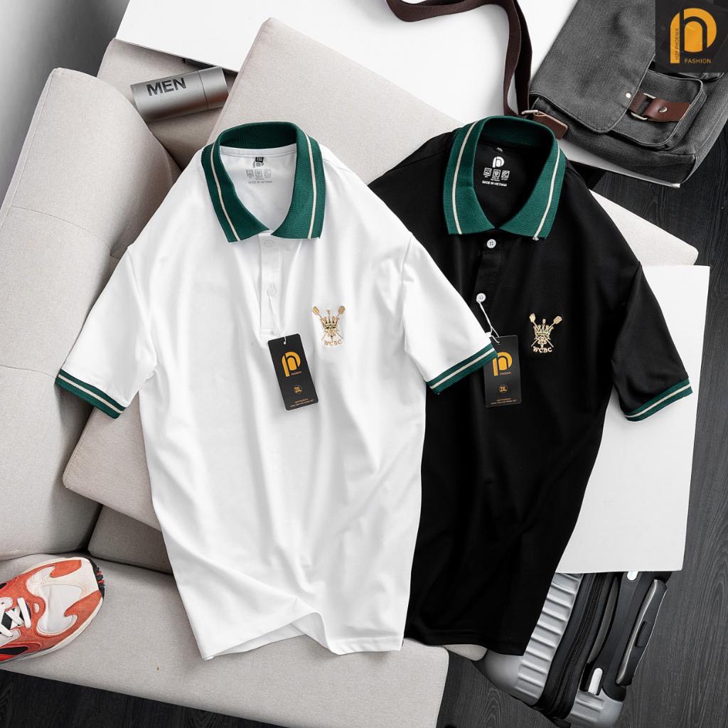 Áo Polo nam cổ bẻ thêu logo vương miệng phong cách basic
