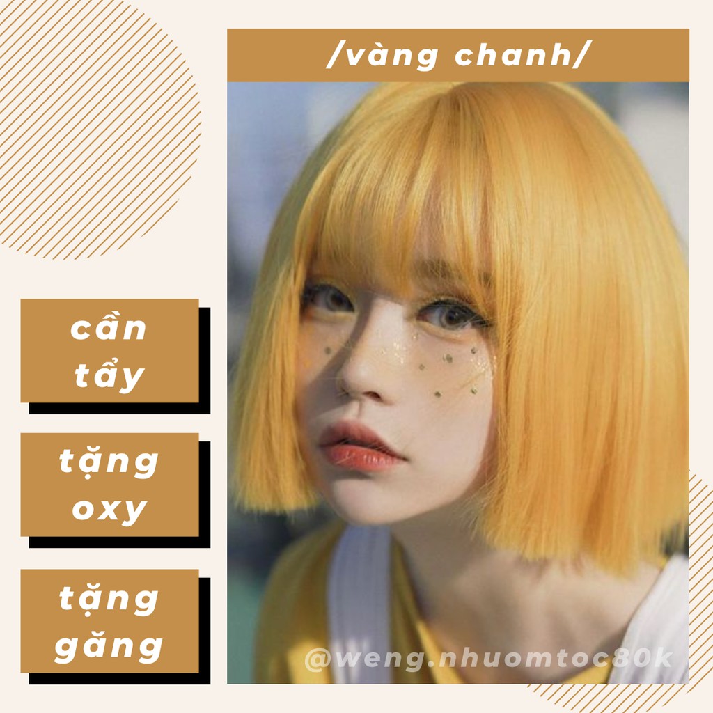 Combo thuốc nhuộm tóc màu vàng chanh (kèm trợ dưỡng, găng tay)