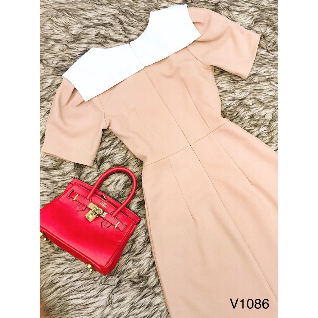 [ xả kho ] MiD Mie Design - Đầm be hàng thiết kế V1086  ảnh thật