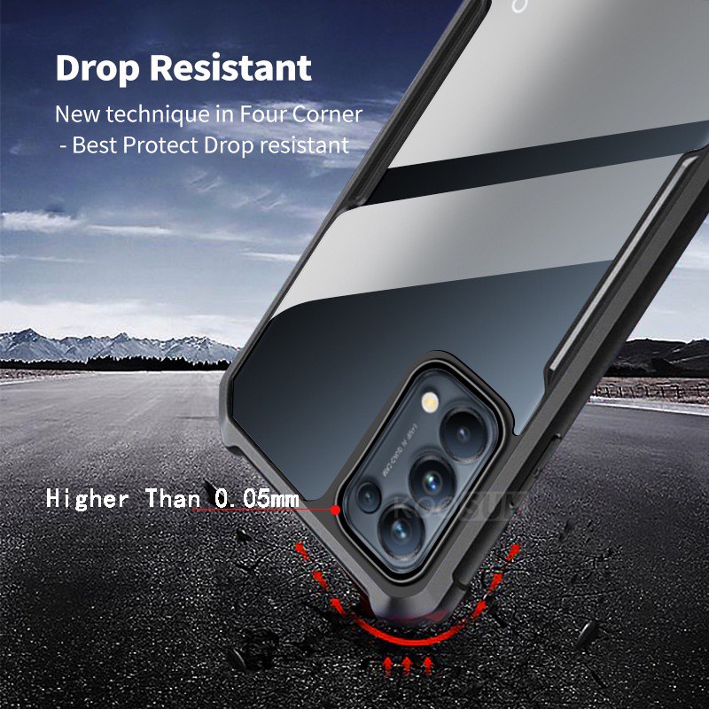 Ốp Điện Thoại Acrylic Cứng Trong Suốt Chống Sốc Bảo Vệ Bốn Góc Cho Oppo Reno 5 4 3 Pro Lite 4f 2f 2z