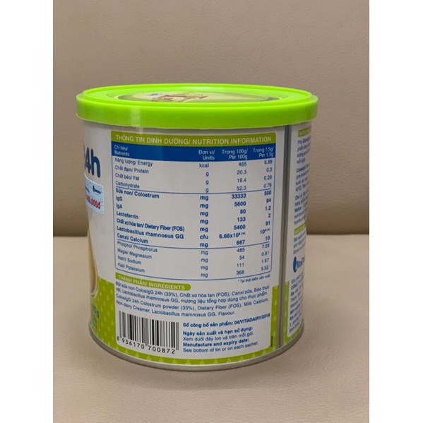 Sữa non Colos IgG 24h 90gr Hợp 60 gói