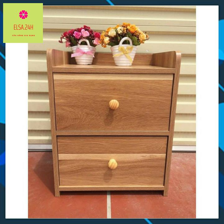 Kệ tủ gỗ đầu giường 1 ngăn , 2 ngăn kéo tiện ích, chắc chắn - Tab đầu giường gỗ, Kệ phòng ngủ để đồ đa năng.