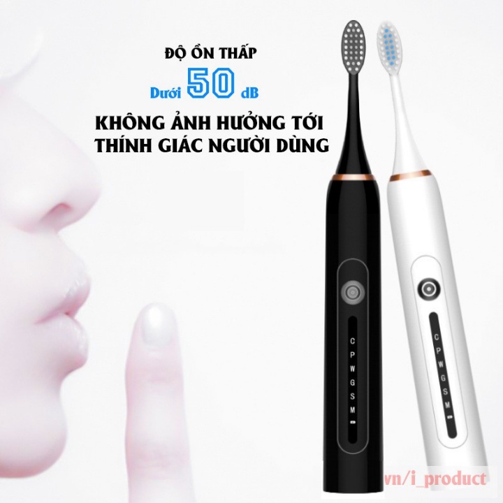 Bàn chải điện Sonic X7 Tặng 3 đầu Chống nước IPX7, 6 chế độ rung khac nhau , giúp bảo vệ răng hiệu quả