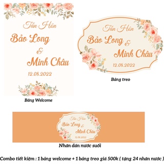 Combo Bảng treo + Bảng cổng (tặng 24 nhãn nước suối theo tone )