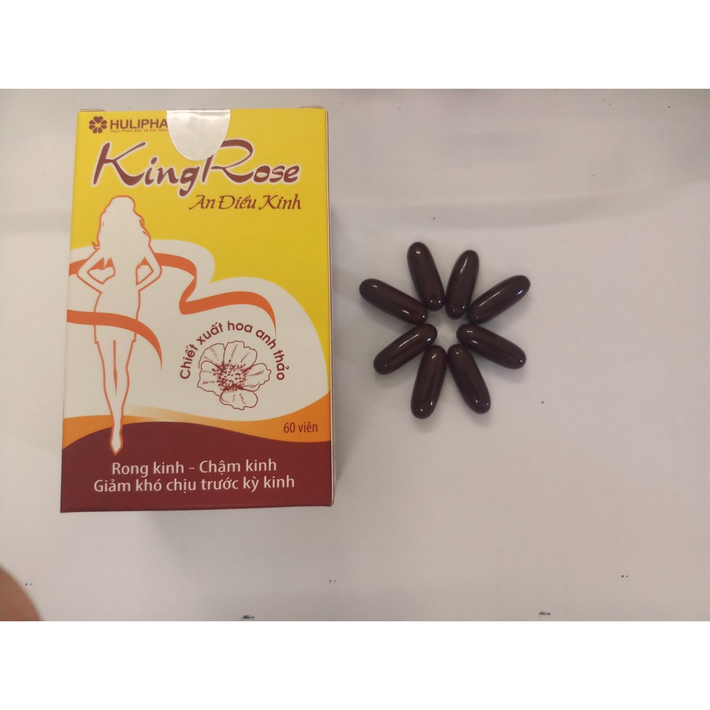 KingRose, an điều kinh lọ 60 viên king rose, giúp điều hòa kinh nguyệt, giảm đau bụng kinh
