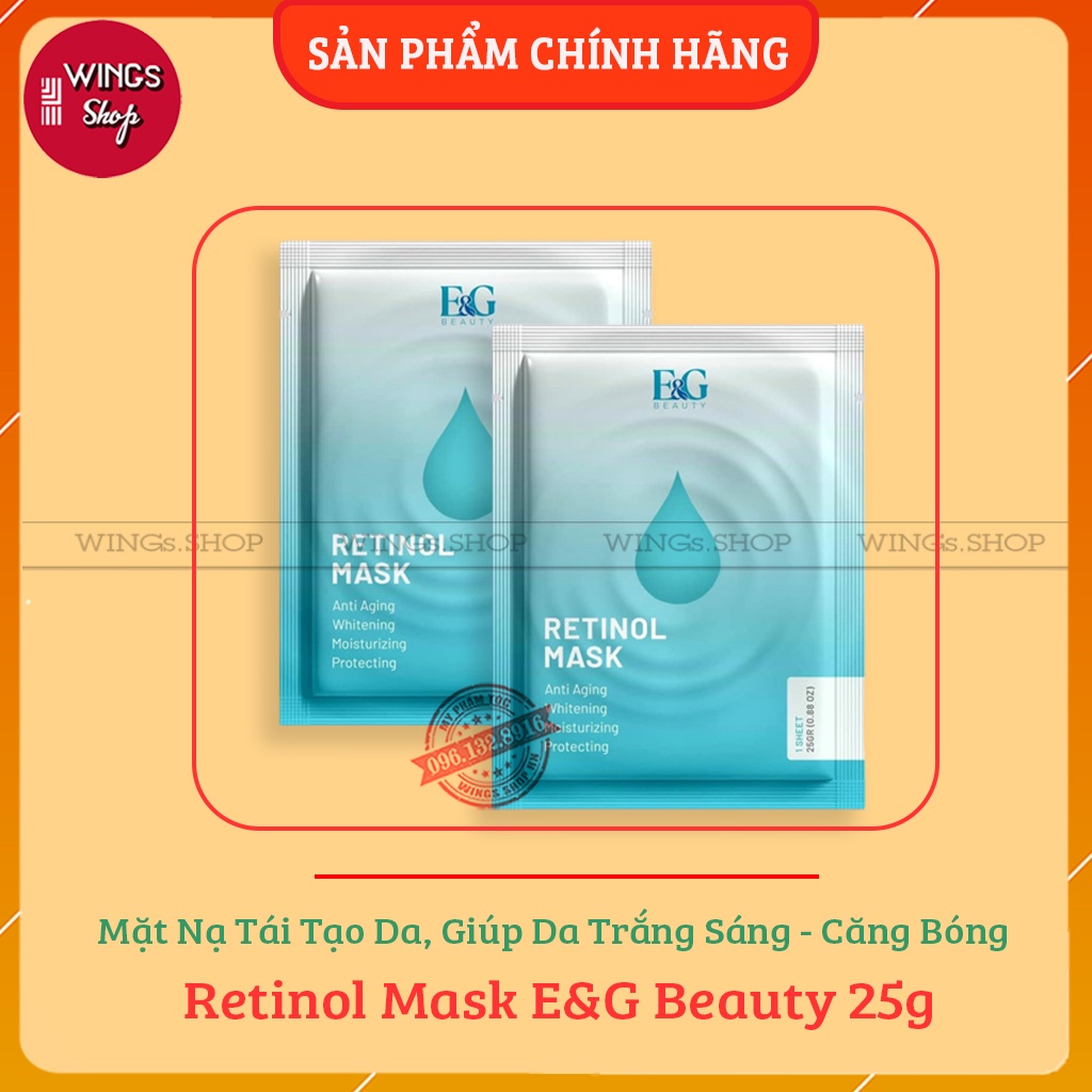Mặt nạ tái tạo giúp trắng sáng, căng bóng và chống lão hóa Retinol Mask E&amp;G Beauty 25g (Hộp 3 Miếng) | Wings Shop