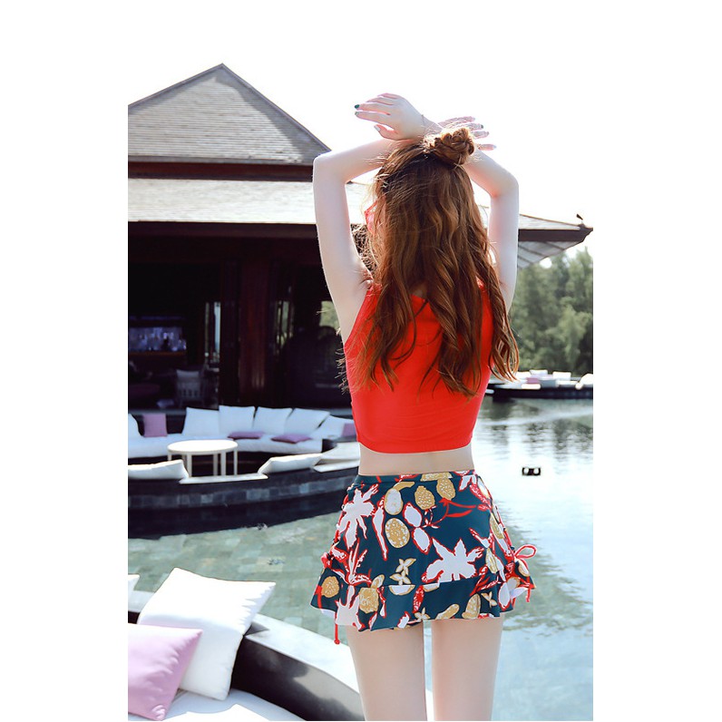 [Mã FASHIONHOT19 giảm 10K đơn bất kỳ] Bộ bơi 3 mảnh màu vàng- đỏ hoạ tiết cực đẹp | BigBuy360 - bigbuy360.vn