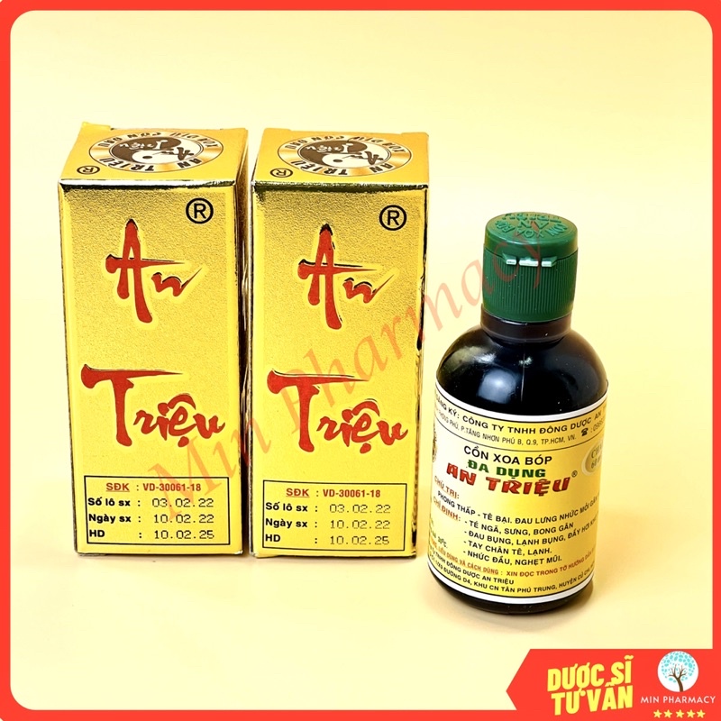 Cồn Xoa Bóp AN TRIỆU Giảm Đau Bụng, Lạnh Bụng, Té ngã, Bong gân - Minpharmacy
