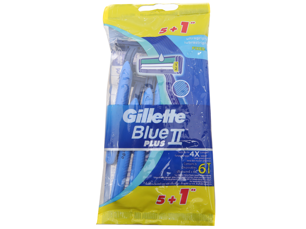 Dao cạo râu Gillette Blue 2 Plus Cán xanh Gói 5+1