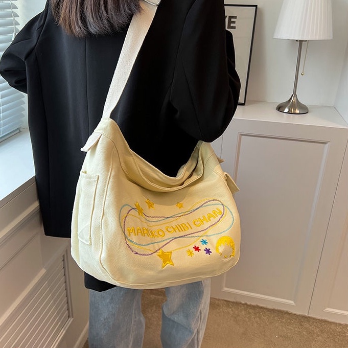 Túi Xách Tote Vải Denim Thêu Hình Cherry Phong Cách Mới 2022