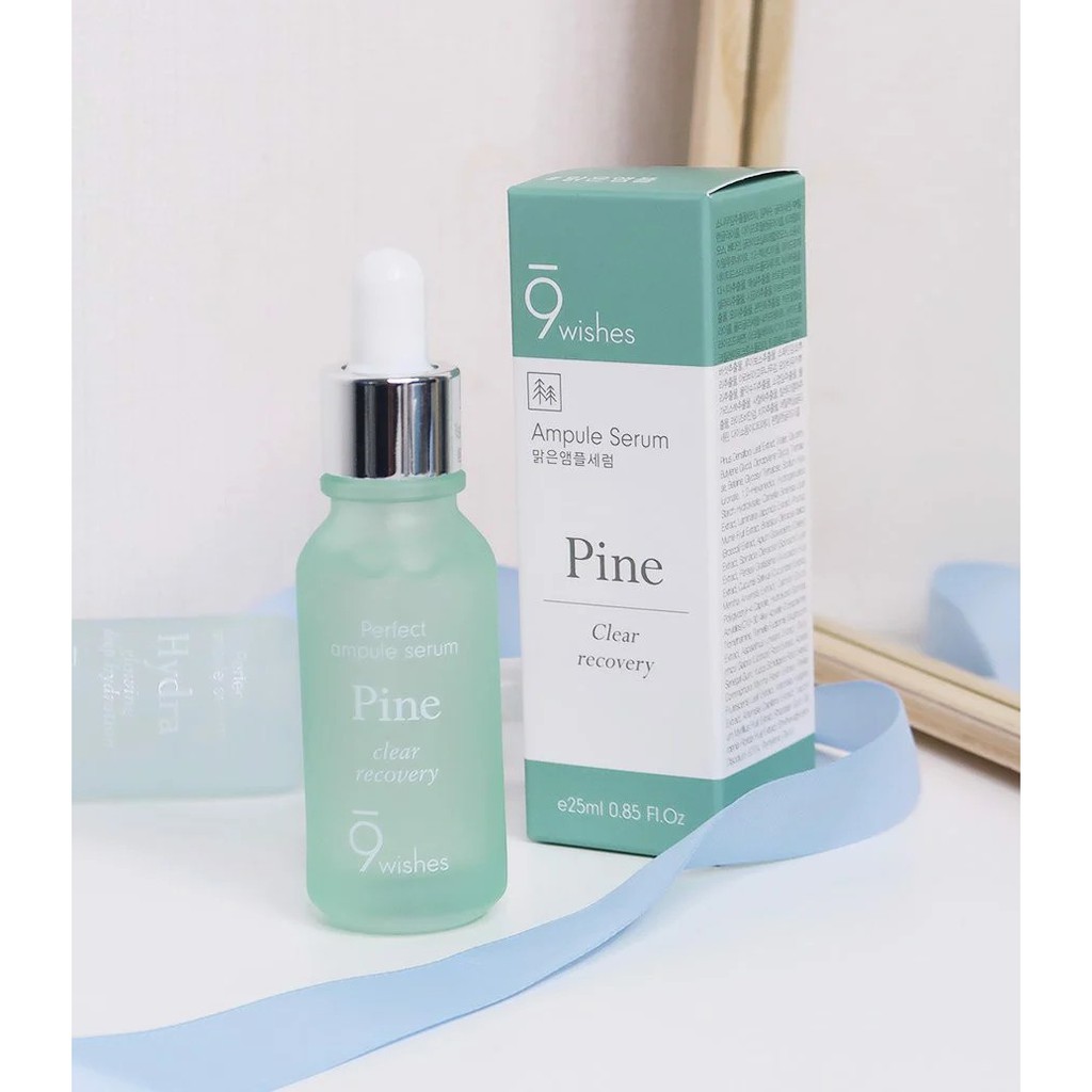 Tinh Chất Thanh Lọc, Cấp Ẩm, Phục Hồi Da, Thu Nhỏ Lỗ Chân Lông 9 Wishes PINE Clear Recovery Ampule Serum 25ml