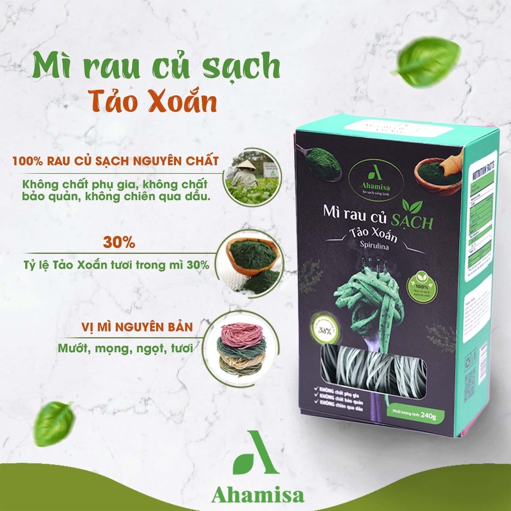 Mì rau củ hữu cơ Ahamisa- Mì tảo xoắn
