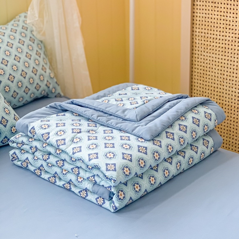 Bộ Chăn Ga Gối Cotton Đũi 5 Món Chăn Trần Bông Đủ Kích Thước Hoạ Tiết Tân Cổ Điển Mới Nhất Set Chăn Ga Gối Đũi