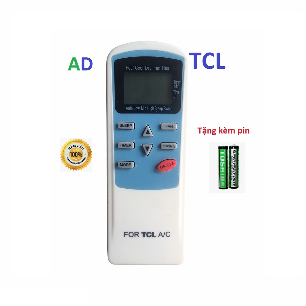 ĐIỀU KHIỂN ĐIỀU HÒA TCL MẶT XANH - TẶNG KÈM PIN - REMOTE ĐIỀU KHIỂN MÁY LẠNH TCL 1 NÚT ĐỎ