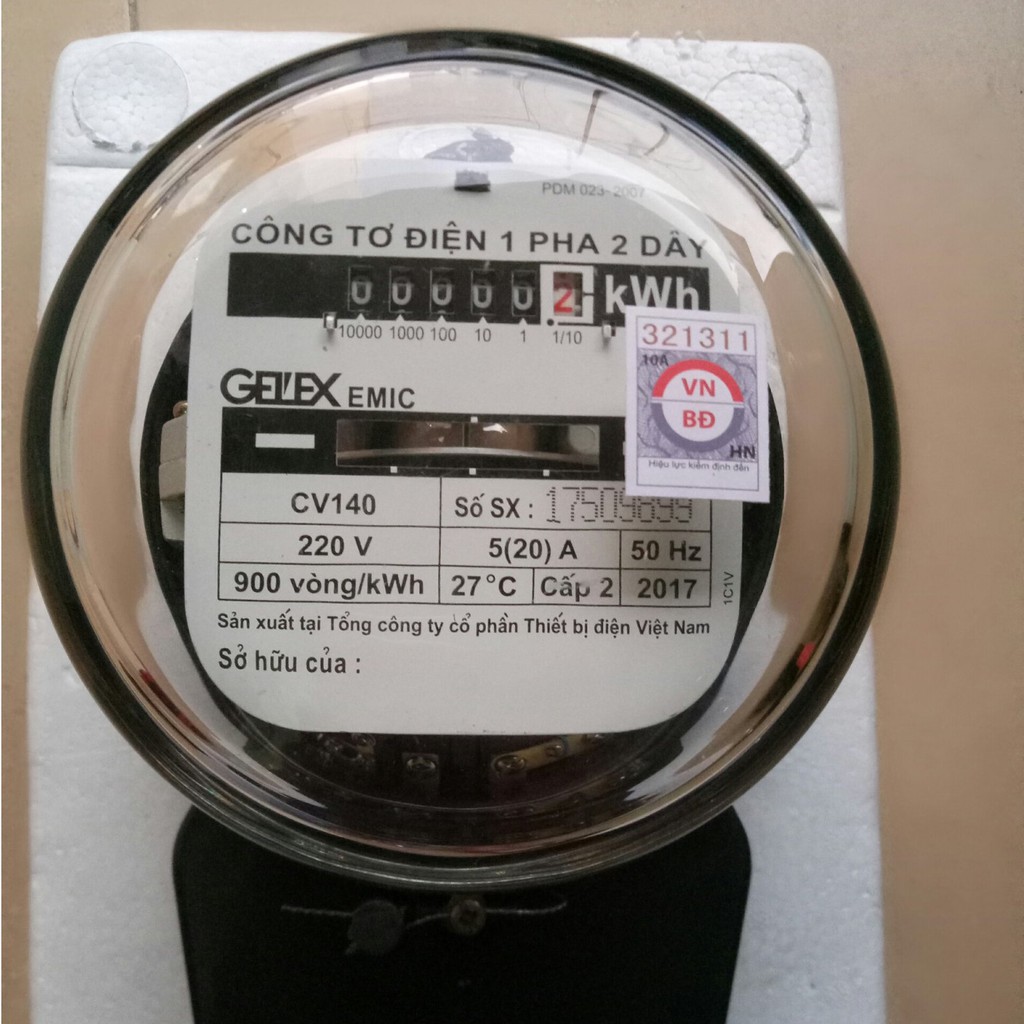 Công tơ, đồng hồ đo điện có kiểm định GELEX EMIC 5(20A) 4.7