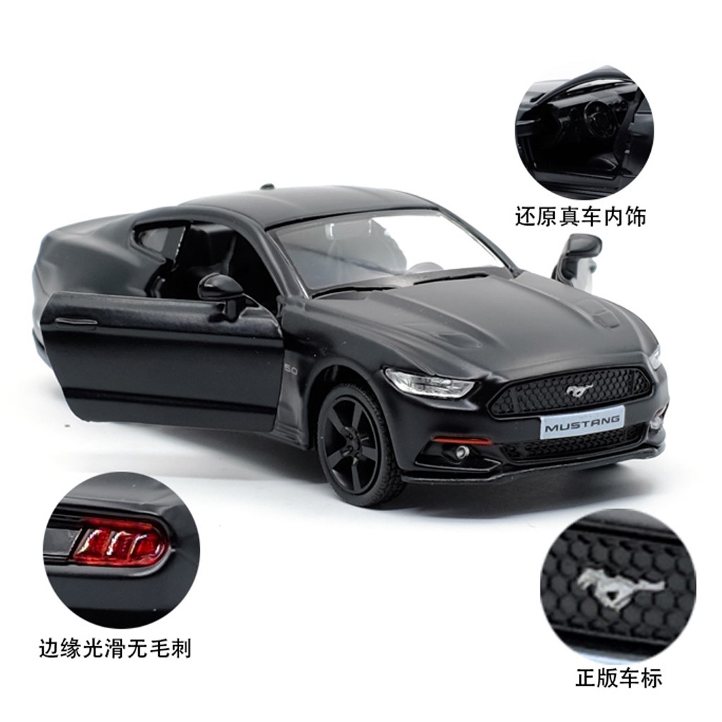 Yufeng RMZ Ford Mustang GT Cool Black Edition Xe thể thao được ủy quyền Mô hình xe hợp kim 1: 36 Kéo lại Cửa mở Bé trai Trẻ em Đồ chơi hợp kim Bộ sưu tập trang trí xe hơi Đồ trang trí