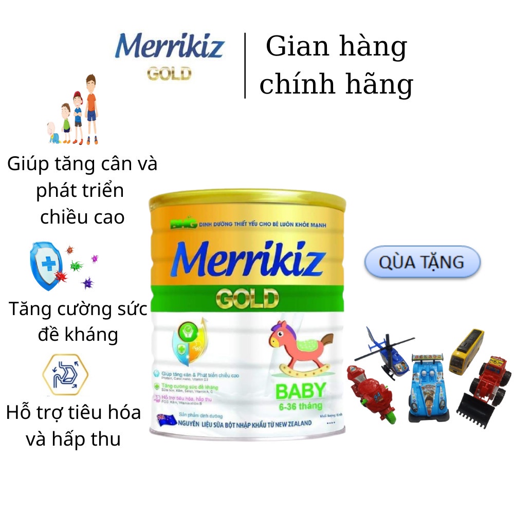 [Tặng 1 ôtô đồ chơi màu bất kỳ] Sữa bột Merrikiz Baby từ 6-36 tháng tuổi 900g