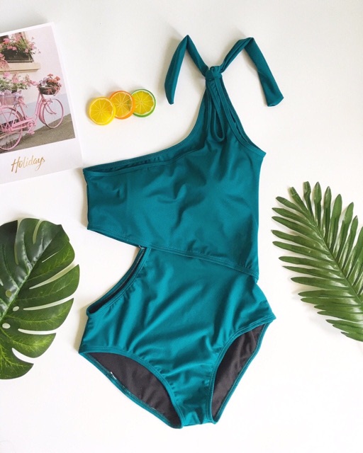 Bikini chéo vai cột nơ một mảnh nhiều màu