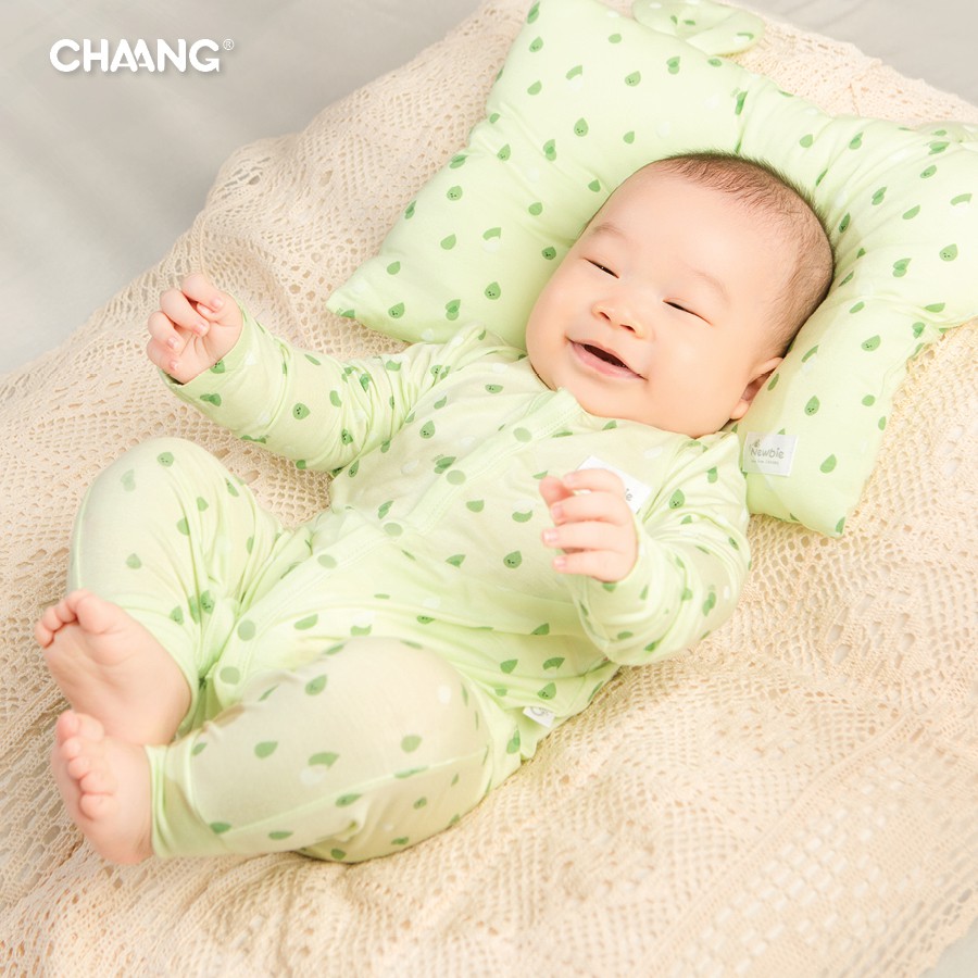 Bodysuit sơ sinh dài cúc giữa CHAANG summer xanh lá