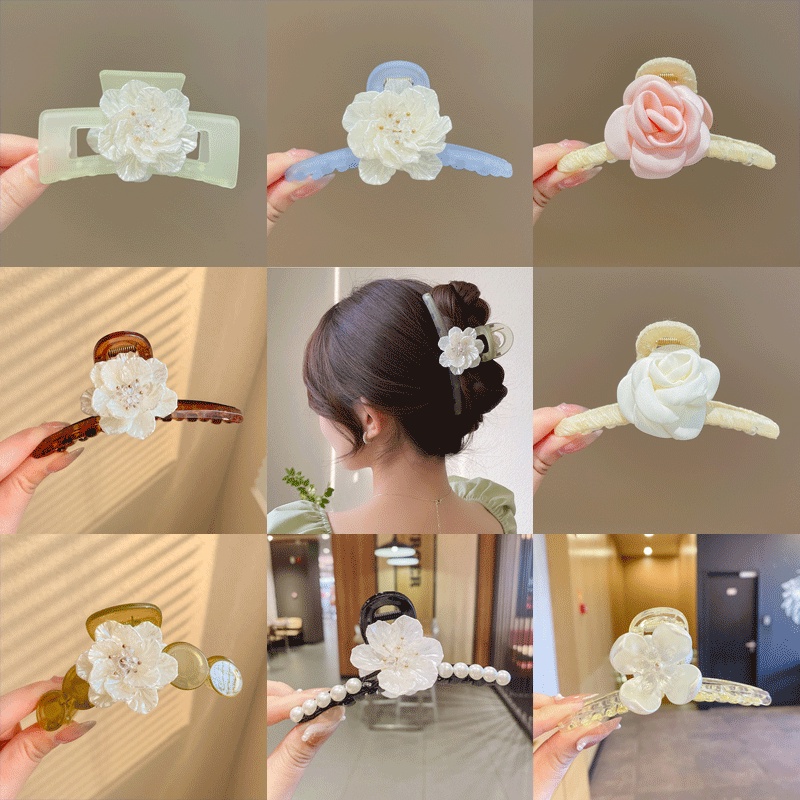 Kẹp Tóc Acrylic Hình Hoa Trà Cỡ Lớn Thời Trang
