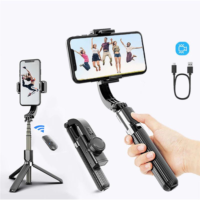 Tay Cầm Chống Rung Điện Tử Gimbal L08 Có Bluetooth -Có Chân Đỡ Tự Đứng