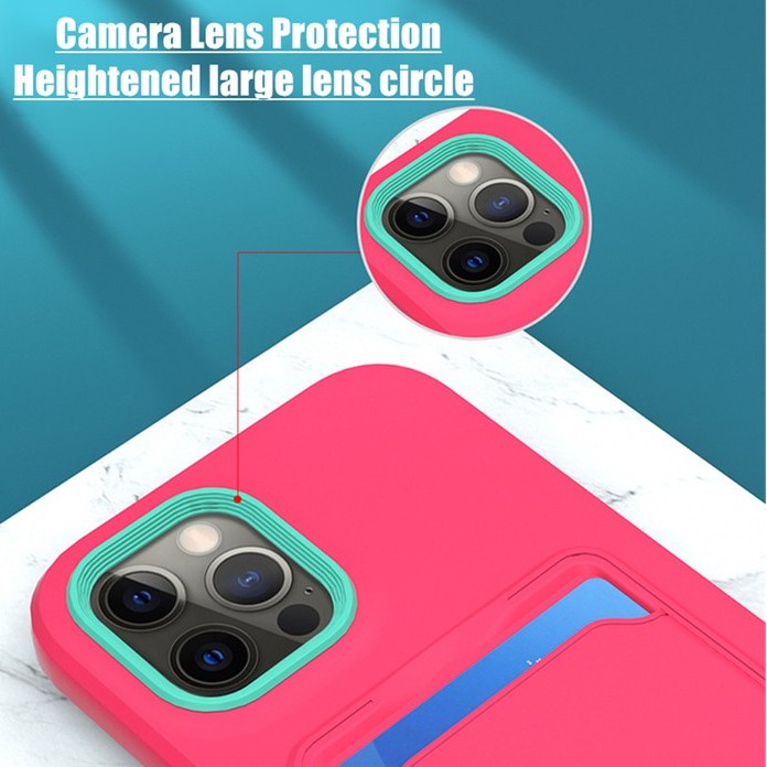 Ốp điện thoại mềm màu kẹo có ngăn đựng thẻ chống sốc thích hợp cho Iphone 12 11 Pro Max Xr Xs Max X 7 8 Plus 12pro