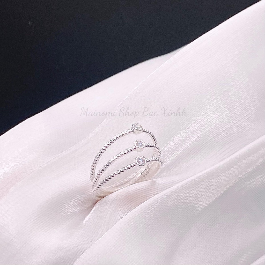 Nhẫn xoắn basic chấm đá nhỏ nhắn MAINOMI dáng mini mix đc nhiều kiểu