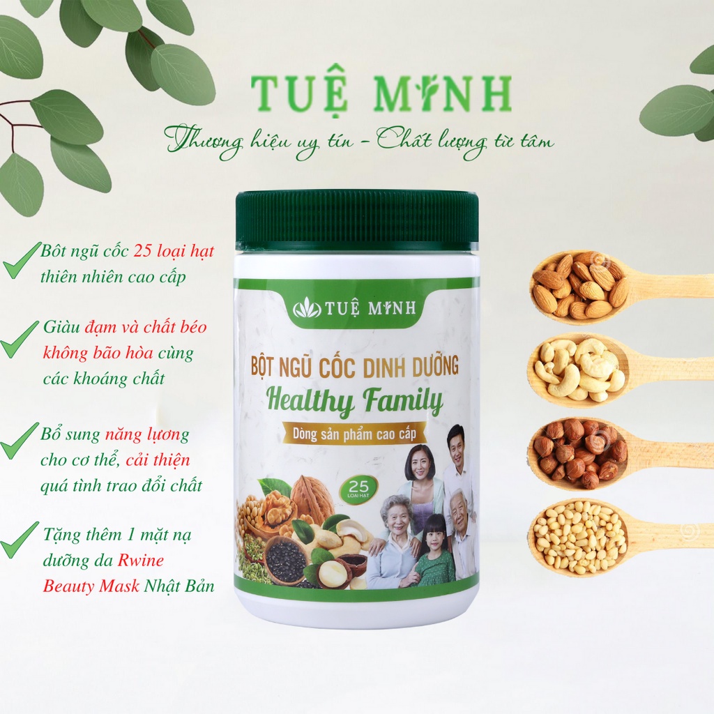 Bột Ngũ Cốc Tuệ Minh Cao Cấp, Bột Ngũ Cốc Dinh Dưỡng 25 loại hạt từ thiên nhiên (hộp 500Gram)