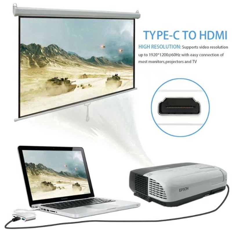 Bộ chuyển đổi Type C sang 4K HDMI + USB 3.0 + bộ sạc 3.1