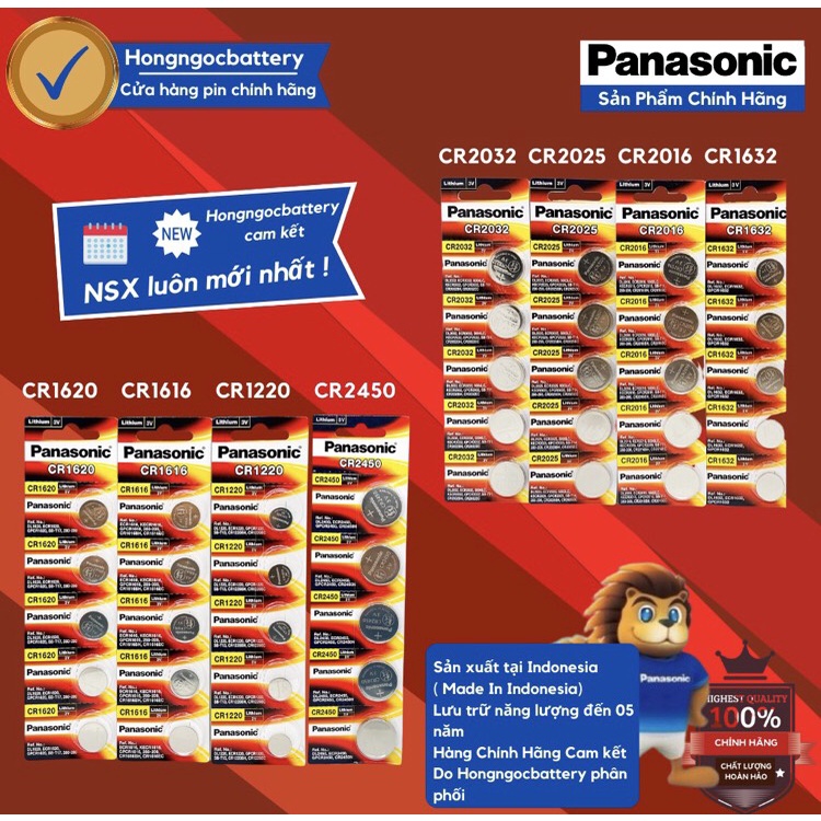Pin Panasonic CR2032 / CR2025 / CR2016 / CR1632 / CR1220 / CR1620 / CR1616 Pin 3V Lithium Made in Indonesia