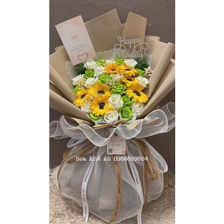 [Hoa Tốt Nghiệp - Tặng túi] Bó hoa hướng dương mix hồng sáp 4 lớp và Babi sấy cao cấp. Quà tặng thầy cô, bạn bè ý nghĩa