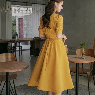 Đầm váy freesize vàng bo eo