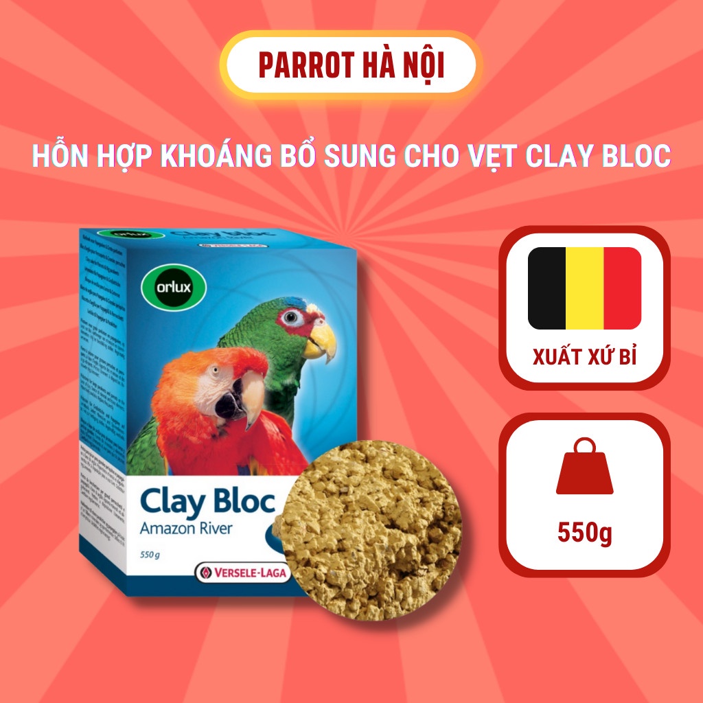 Hỗn Hợp Khoáng Bổ Sung Dành Cho Vẹt - Versele-laga Clay Bloc Amazone Tăng Cường Sức Khoẻ Và Tiêu Hoá Hộp 550g