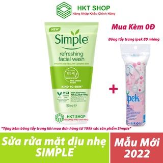 Sữa Rửa Mặt Simple Gel Kind To Skin Refreshing Facial Wash Gel 150Ml - HKT Shop
