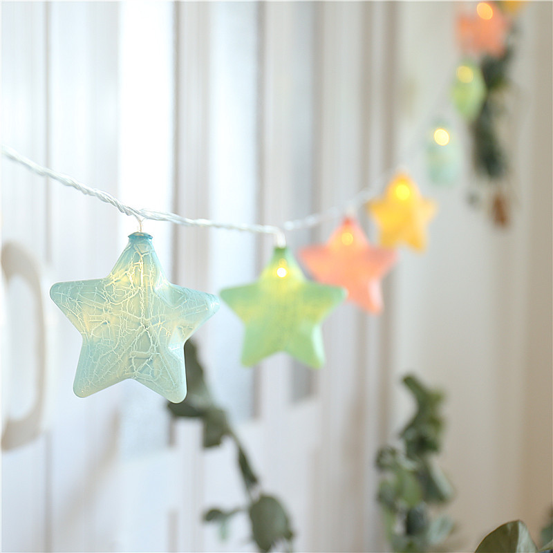 Dây Đèn Led 10 / 20 Bóng Hình Ngôi Sao Màu Nứt 3d Trang Trí Tiệc