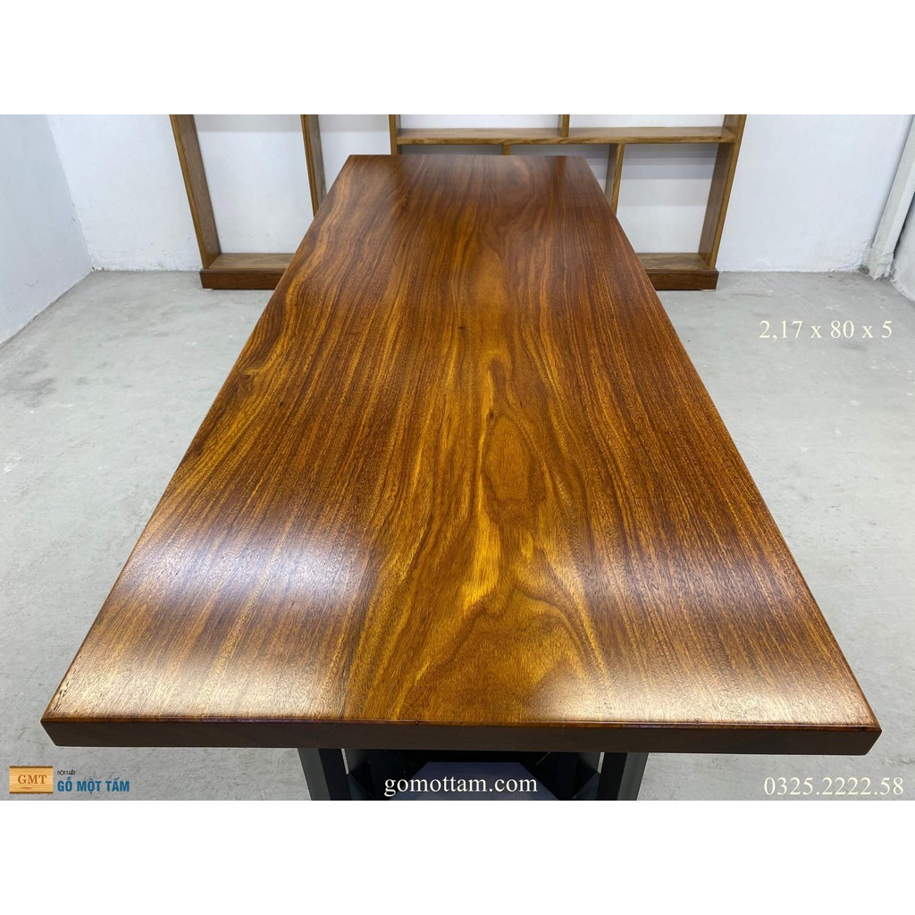 Bàn làm việc gỗ tự nhiên, Bàn họp gỗ tự nhiên nguyên tấm dài 2,17m rộng 80cm dày 5cm | BigBuy360 - bigbuy360.vn