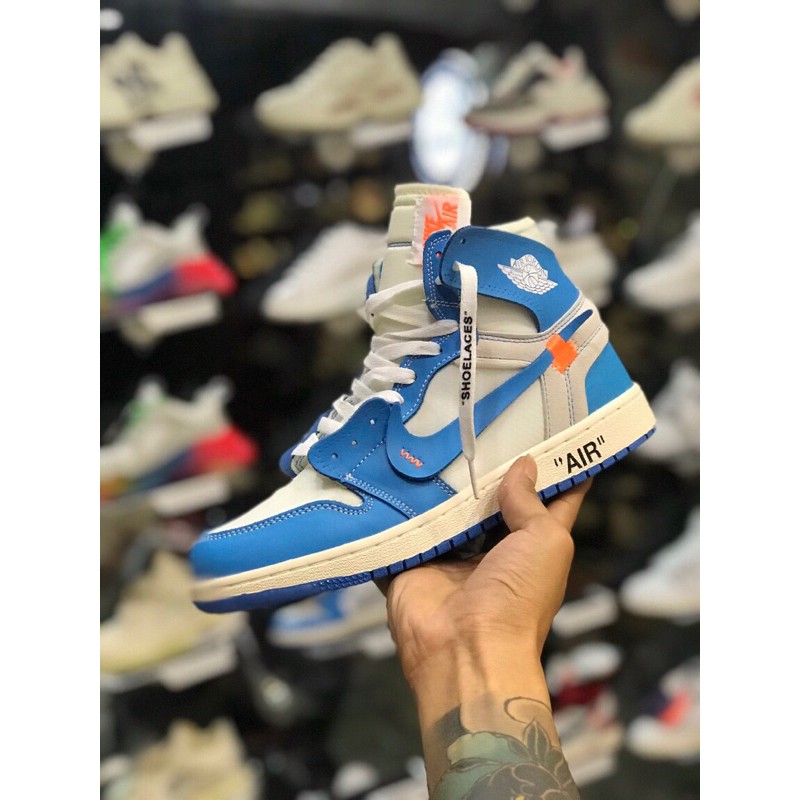 Giảy Sneaker Jd1 jordan 1 off white đỏ và xanh full box dây phụ đi kèm một một