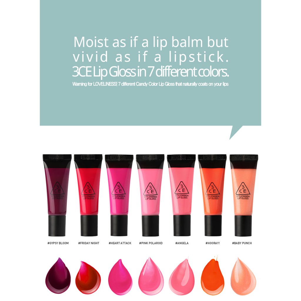 SON BÓNG CÓ MÀU [3CE] LIP GLOSS #GYPSY BLOOM