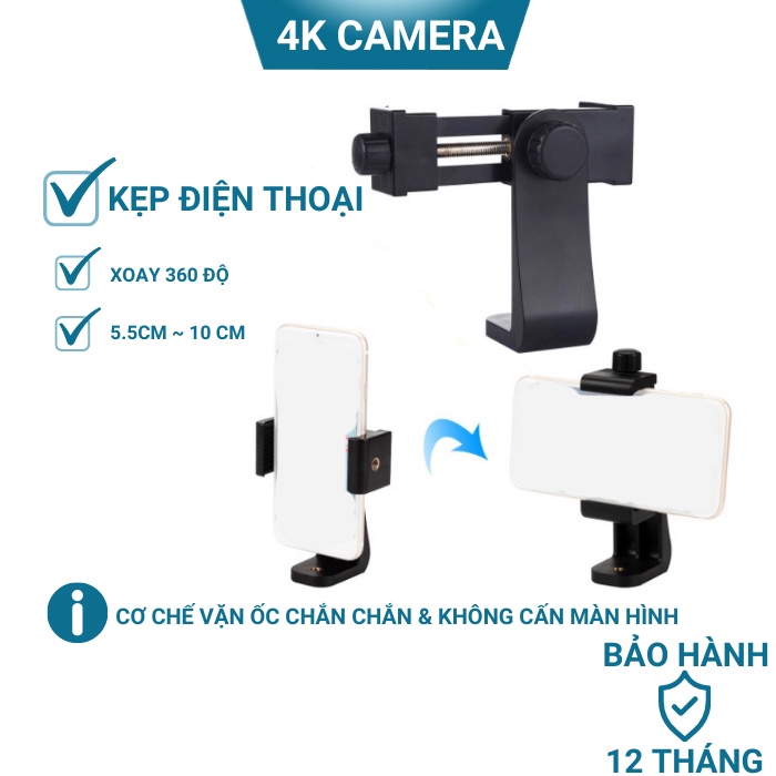 Đầu kẹp điện thoại xoay 360 độ tripod 1/4 inch