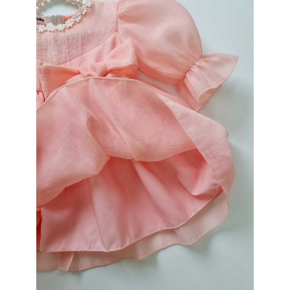 Váy công chúa cho bé TẶNG BỜM NƠ Su Shop(váy tơ hồng tay dài)