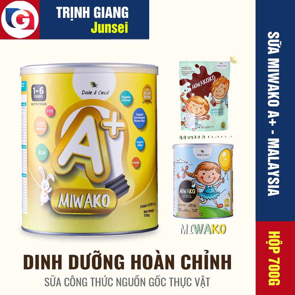 Sữa thực vật hữu cơ Miwako A+ - Hộp 700G - Nhập khẩu Malaysia - Cho trẻ dị ứng, tăng động, giảm chú ý, tự kỷ...