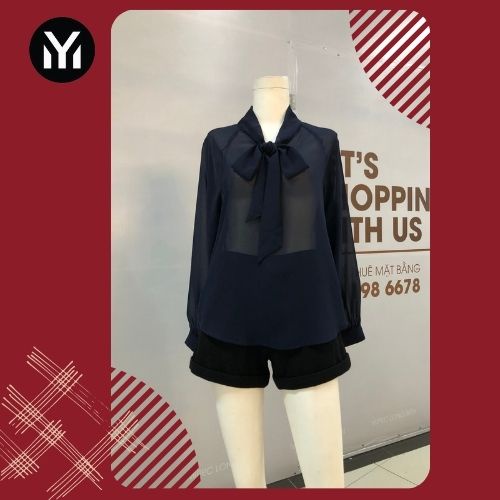 Áo Kiểu, Áo Sơ Mi Nữ Dài Tay, Trang Trí Nơ Cổ, Tay Bồng, Thời Trang Công Sở, Sang Trọng, Thanh Lịch, Quyến Rũ