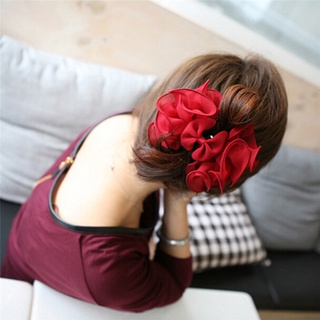 Kẹp Tóc Hoa Hồng Vải Chiffon Thời Trang