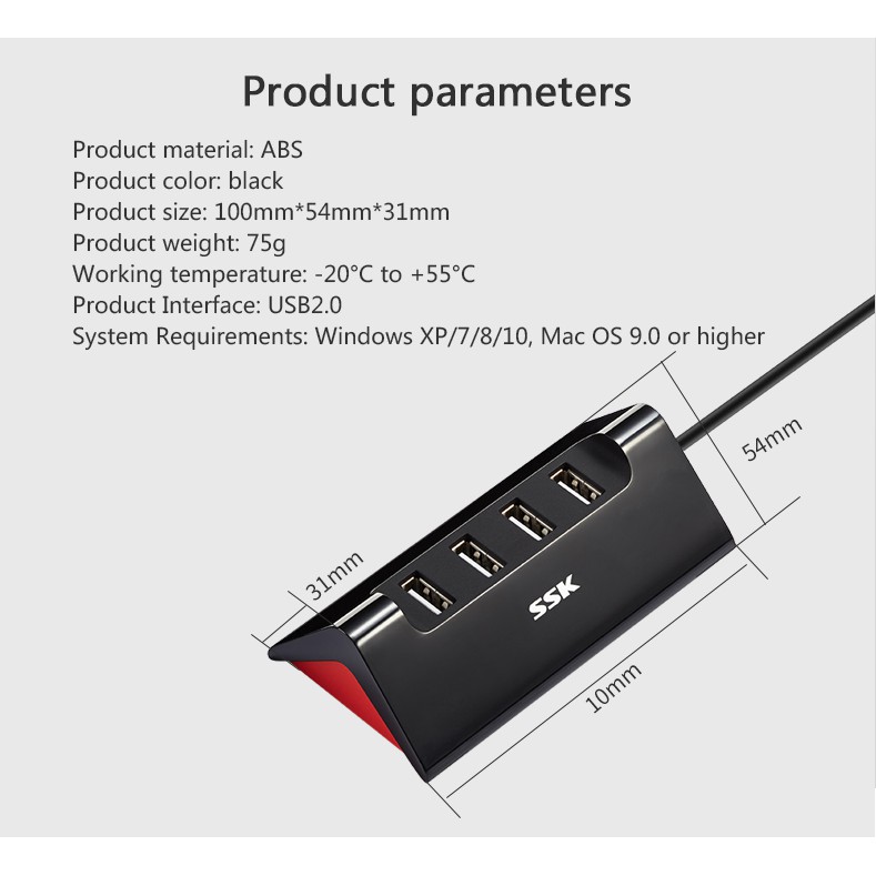 Hub chia USB 4 cổng 2.0 /3.0 SSK SHU830/SHU835