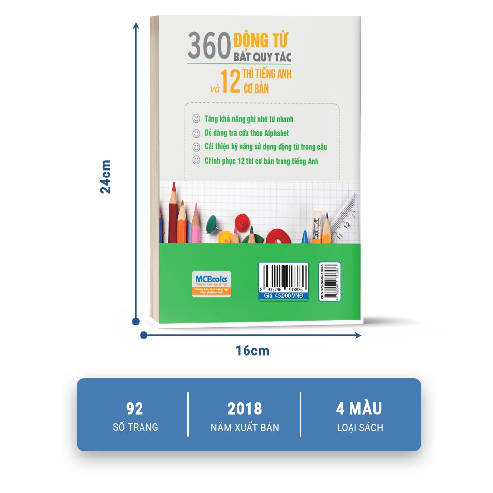 Sách 360 Động Từ Bất Quy Tắc Và 12 Thì Tiếng Anh Cơ Bản (Khổ To)